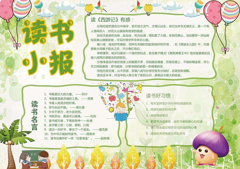 讀書手抄報版面設(shè)計，讀書的魅力