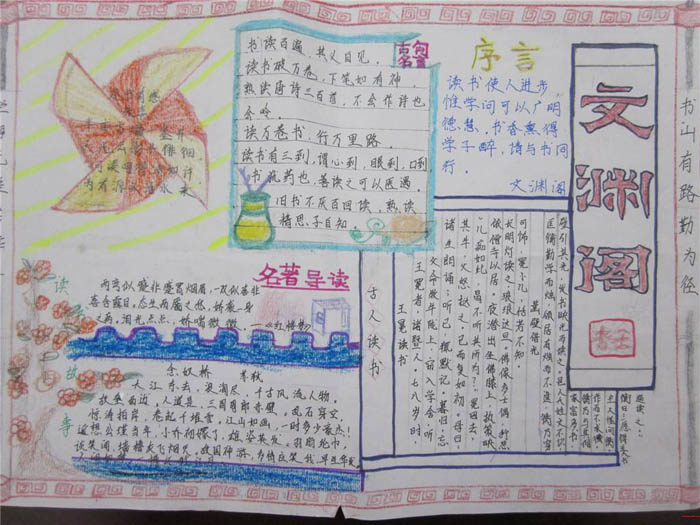 關于讀書的手抄報，文淵閣