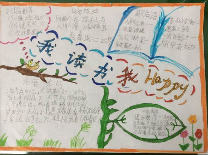 寒假讀書手抄報(bào)，我讀書我happy