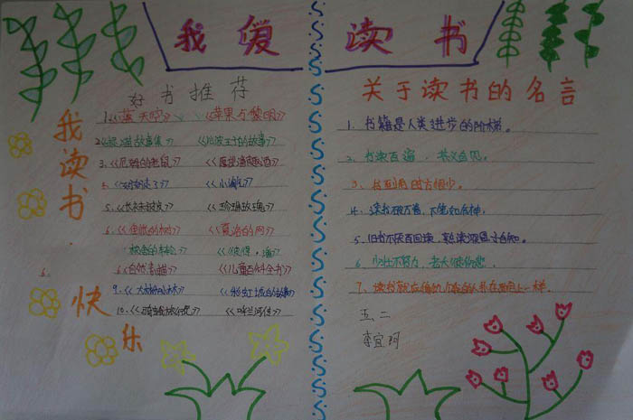 我愛讀書手抄報，我愛讀書