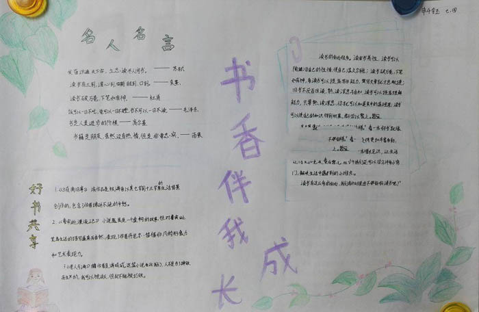書相伴我成長，讀書手抄報