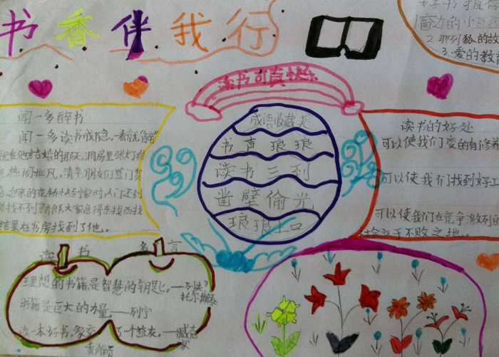 讀書(shū)手抄報(bào)圖片，書(shū)香伴我行