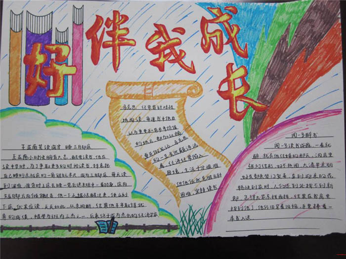 關于讀書的手抄報，好書伴我成長