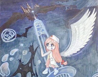 抗擊疫情兒童畫畫作品，眾志成城抗擊疫情兒童畫畫