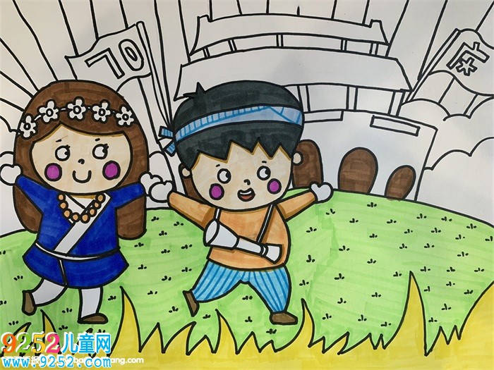 建國70周年為主題的創(chuàng)意畫