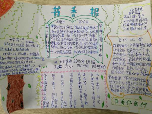 讀書手抄報，書香報