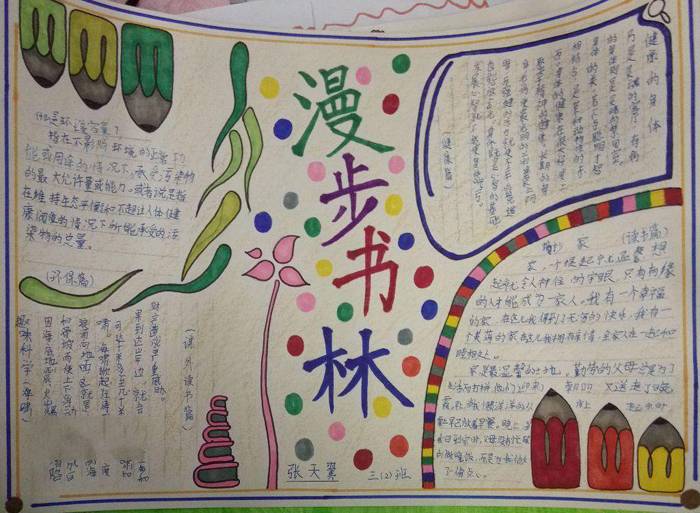我讀書我快樂手抄報(bào)圖片，漫步書林
