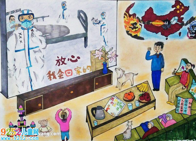 小學(xué)生抗擊疫情宣傳畫，小朋友畫抗擊疫情的宣傳畫