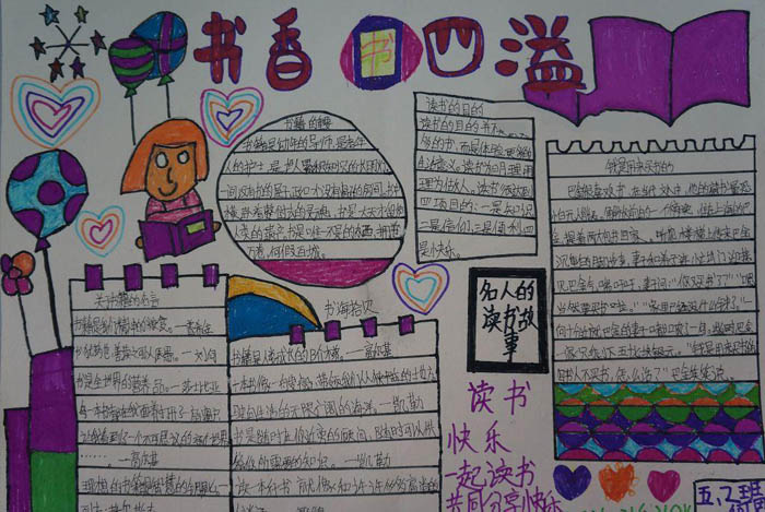 我愛讀書手抄報，讀書快樂