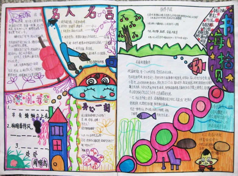 讀書手抄報，書海拾貝