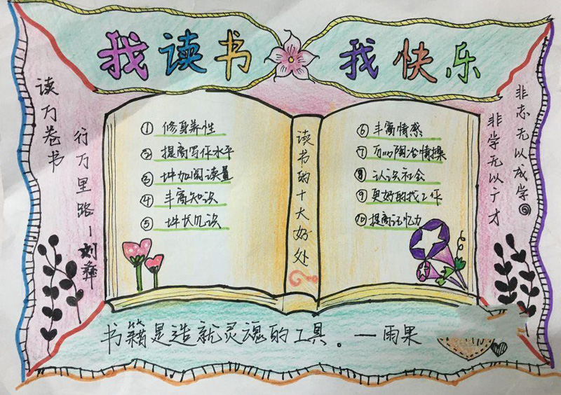 讀書手抄報圖片大全，我讀書我快樂