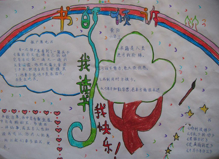 我愛讀書手抄報圖片，書的傾訴