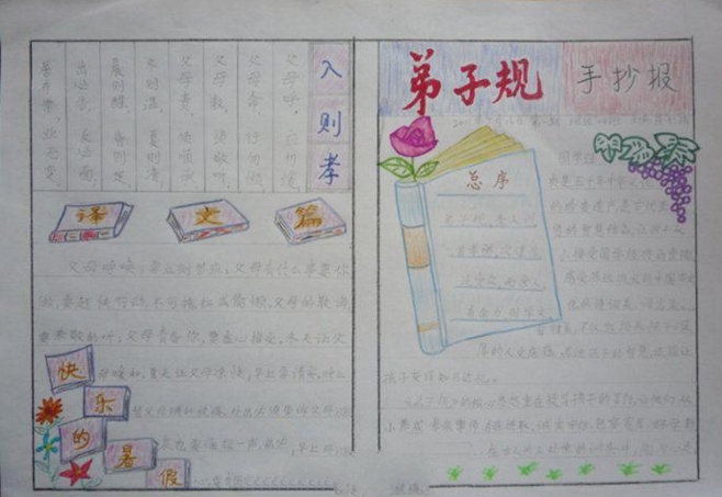 弟子規(guī)手抄報(bào)，首孝悌次謹(jǐn)信
