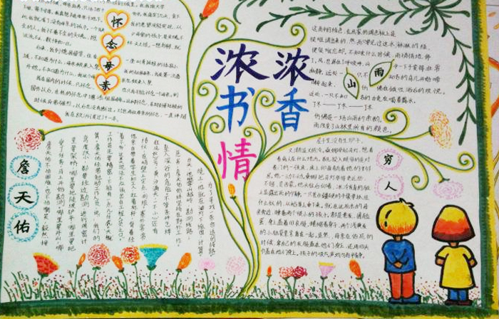 我愛讀書手抄報，濃濃書香情
