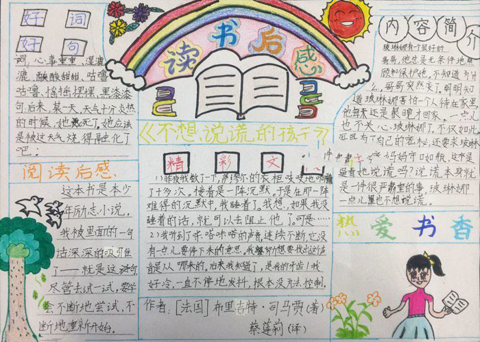 小學(xué)生讀書手抄報(bào)圖片，不想說謊的孩子