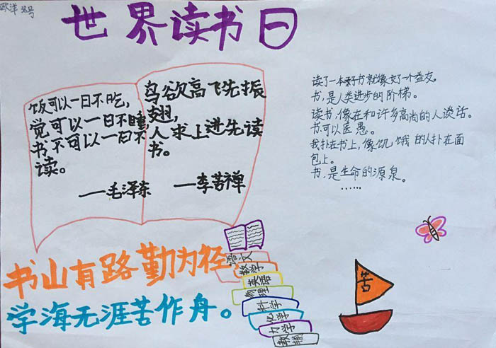 小學(xué)生讀書手抄報,書山有路勤為徑