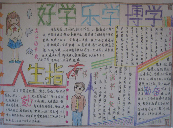 中學(xué)生讀書手抄報(bào)圖片，讀書的收獲
