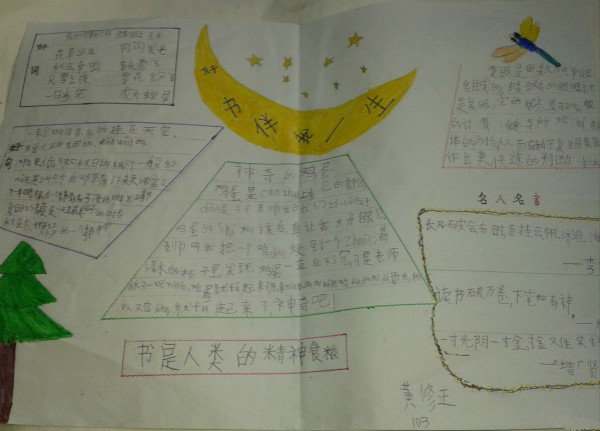 讀書手抄報，書伴我一生