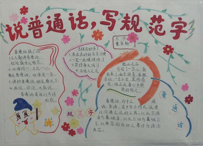 關(guān)于推廣普通話的手抄報，說普通話寫規(guī)范字