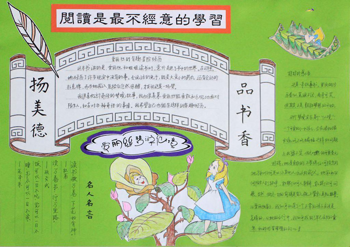 我愛讀書手抄報圖片，品書香