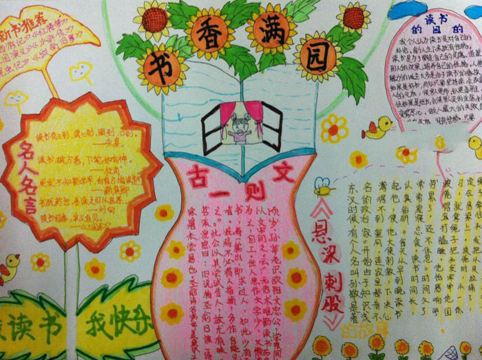 關于讀書的手抄報，書香滿園