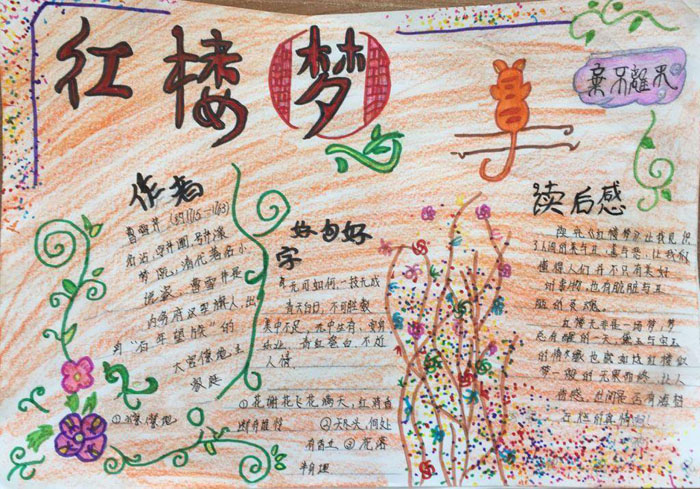 四大名著手抄報圖片，紅樓夢