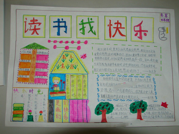 讀書手抄報，讀書我快樂