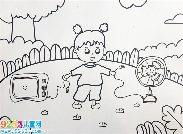 節(jié)約用電怎么畫