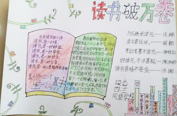 讀書手抄報圖片，讀書破萬卷