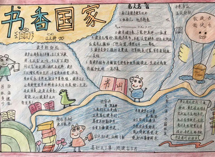 我愛讀書手抄報圖片，書香國家