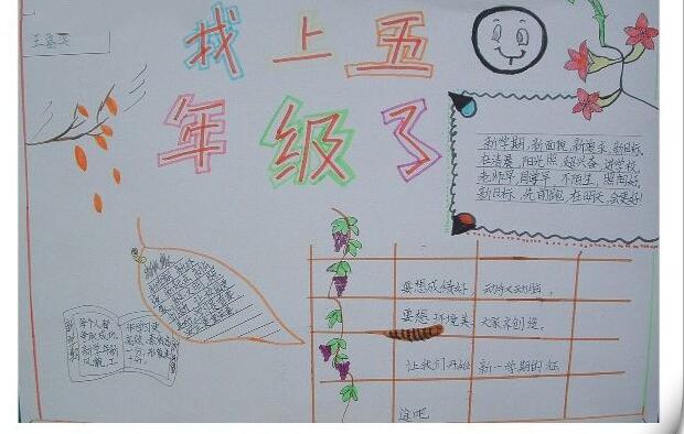 五年級開學手抄報簡單又漂亮，新目標新氣象
