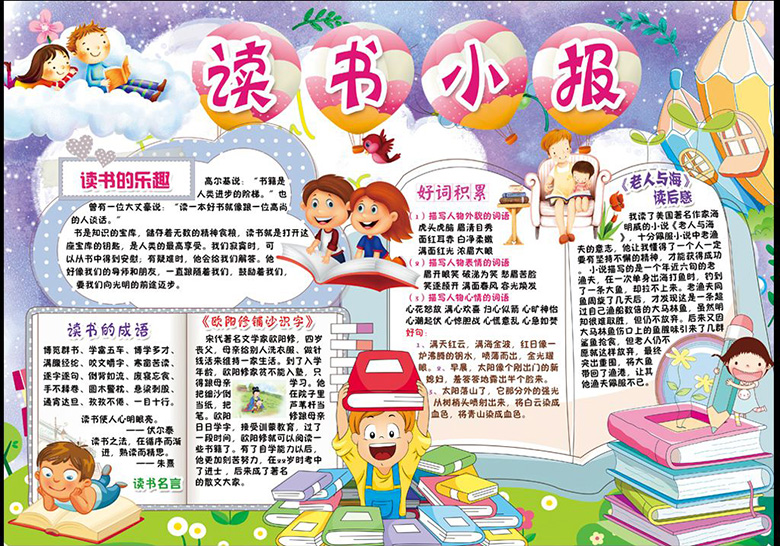 讀書小報手抄報圖片，名書讀后感