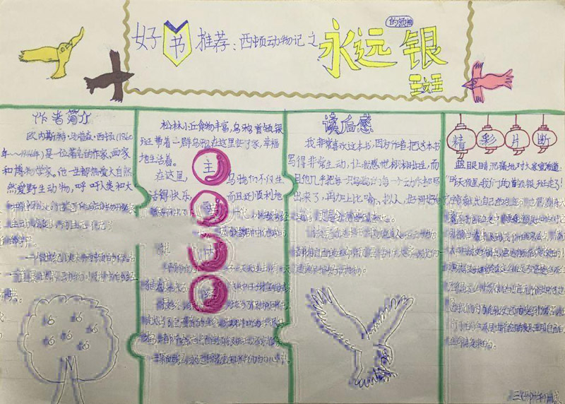 暑假讀書手抄報，西頓動物記