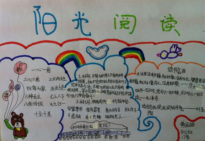 小學(xué)生讀書(shū)手抄報(bào)圖片，陽(yáng)光閱讀