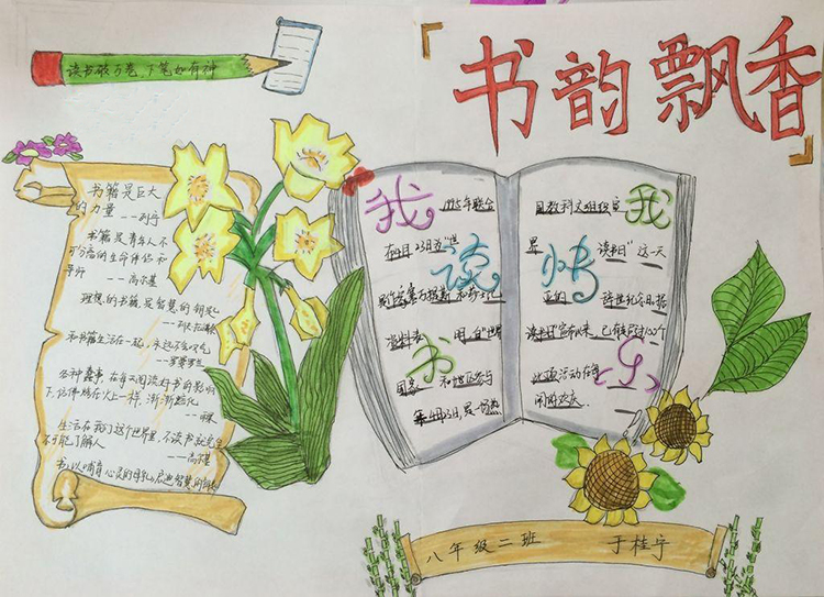 關(guān)于讀書的手抄報圖片，書韻飄香