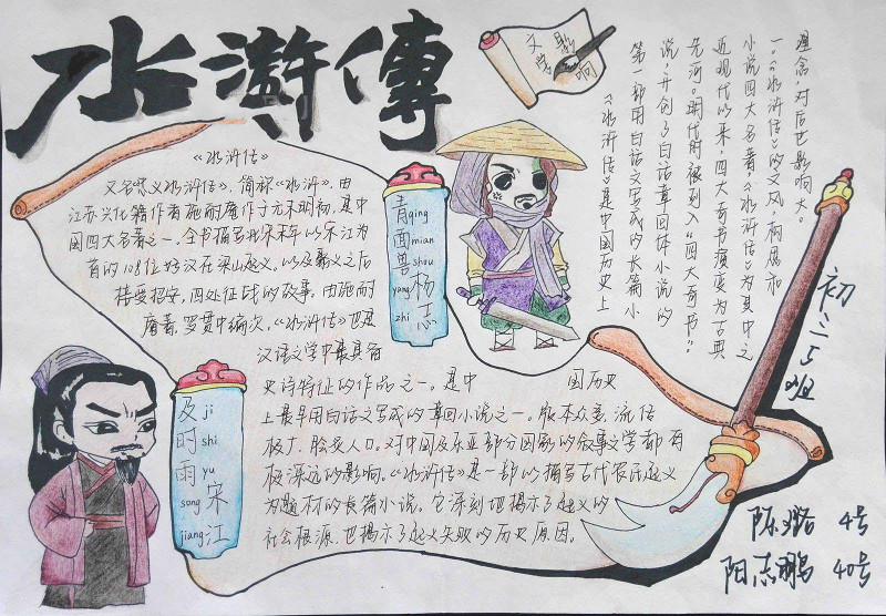 四大名著手抄報，及時雨宋江