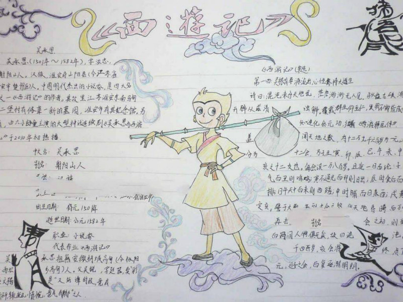 四大名著手抄報，齊天大圣孫悟空