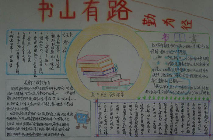 我愛讀書手抄報，書山有路勤為徑