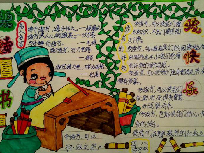 我愛讀書手抄報(bào)，讀書讓我快樂