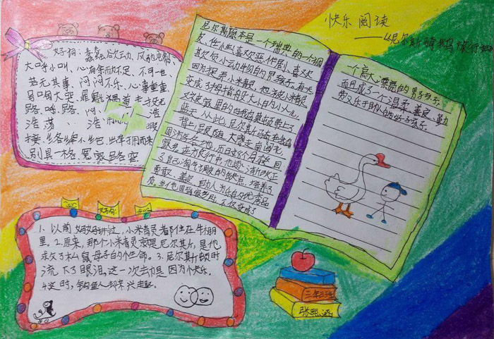 我愛讀書手抄報圖片，尼爾斯騎鵝旅行記