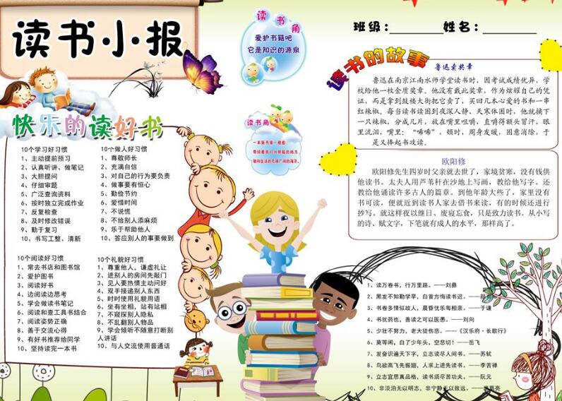 關(guān)于讀書的手抄報(bào),快樂的讀好書