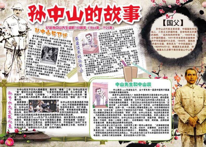 關于辛亥革命紀念日手抄報，國父孫中山的故事