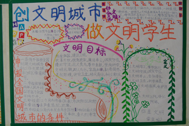 創(chuàng)建文明城市手抄報，爭做文明學生