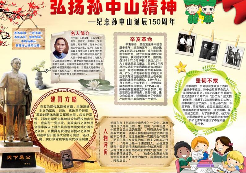 辛亥革命紀念日手抄報，弘揚孫中山精神
