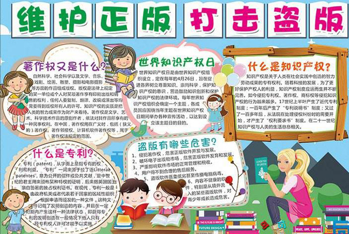 知識產權手抄報，維護正版打擊盜版