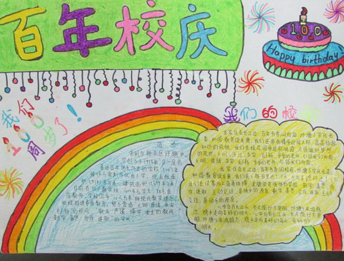 2020年百年校慶手抄報，我們100歲了