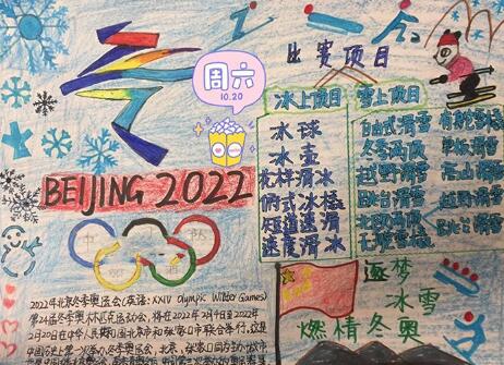 2022冬奧會(huì)手抄報(bào)圖片，逐夢(mèng)冰雪燃情冬奧
