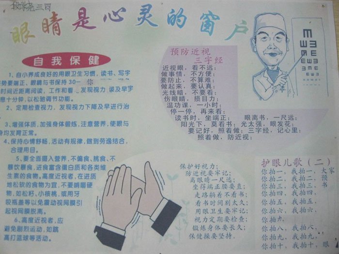 全國(guó)愛(ài)眼日手抄報(bào)圖片，眼睛是心靈的窗戶
