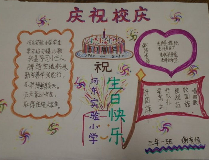 校慶周年慶手抄報(bào)，祝母校生日快樂