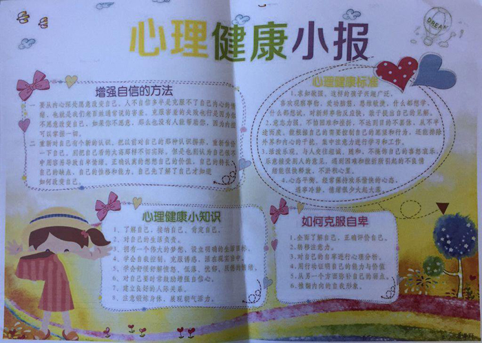 漂亮的心理健康手抄報圖片，如何克服自卑